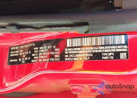 2017 Jeep Renegade Latitude Fwd из США, поврежденный, VIN ZACCJABB6HPE85314